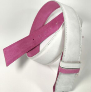 Ceinture reversible femme Daim rose / Blanc nuancé
